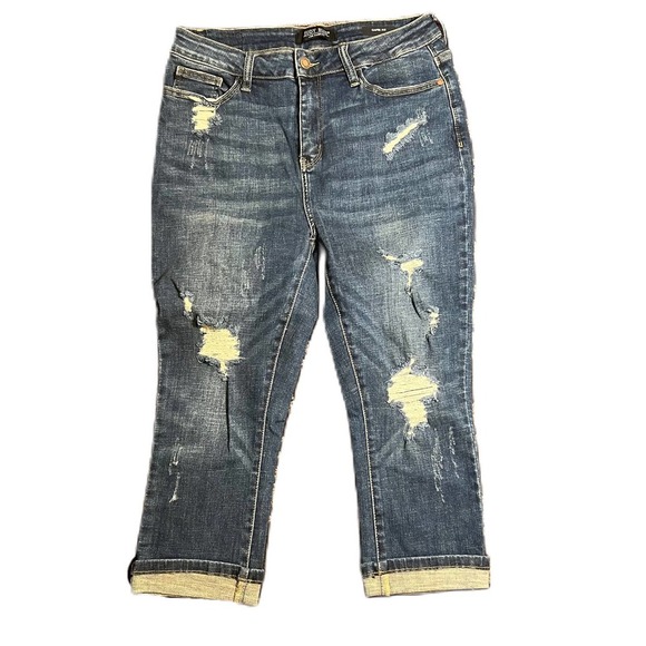 Judy Blue Denim - Judy Blue Jeans Capri Fit Women's Cropped Comfort Stretch Denim Dark Blue 11/30
